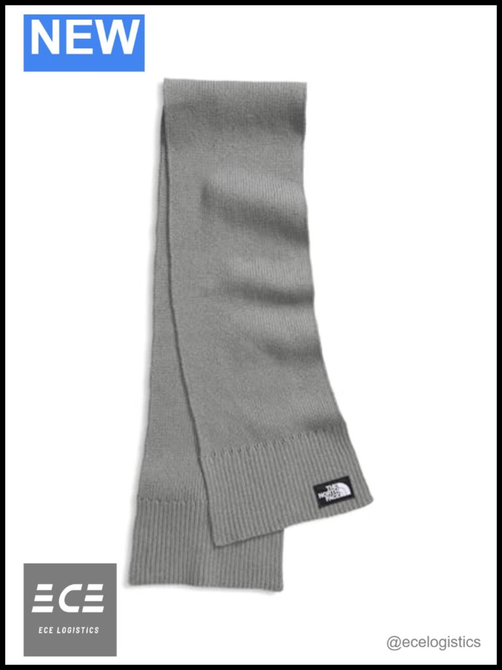 Recycled Rib Knit Winter Scarf Soft Logo Patch Cold Weather Wrap